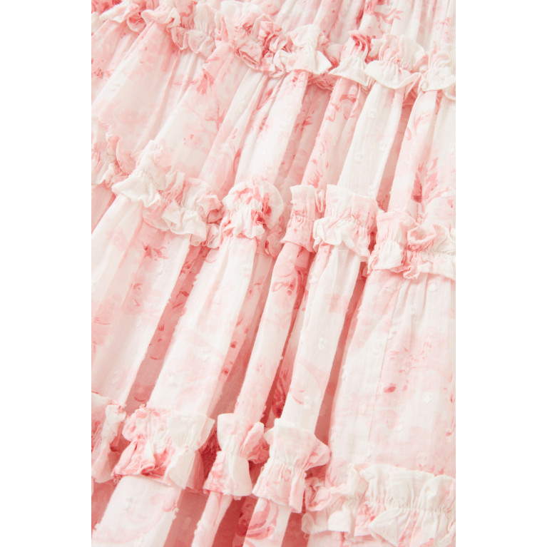 Needle & Thread - Fleur De Lis Smocked Dress in Cotton Pink