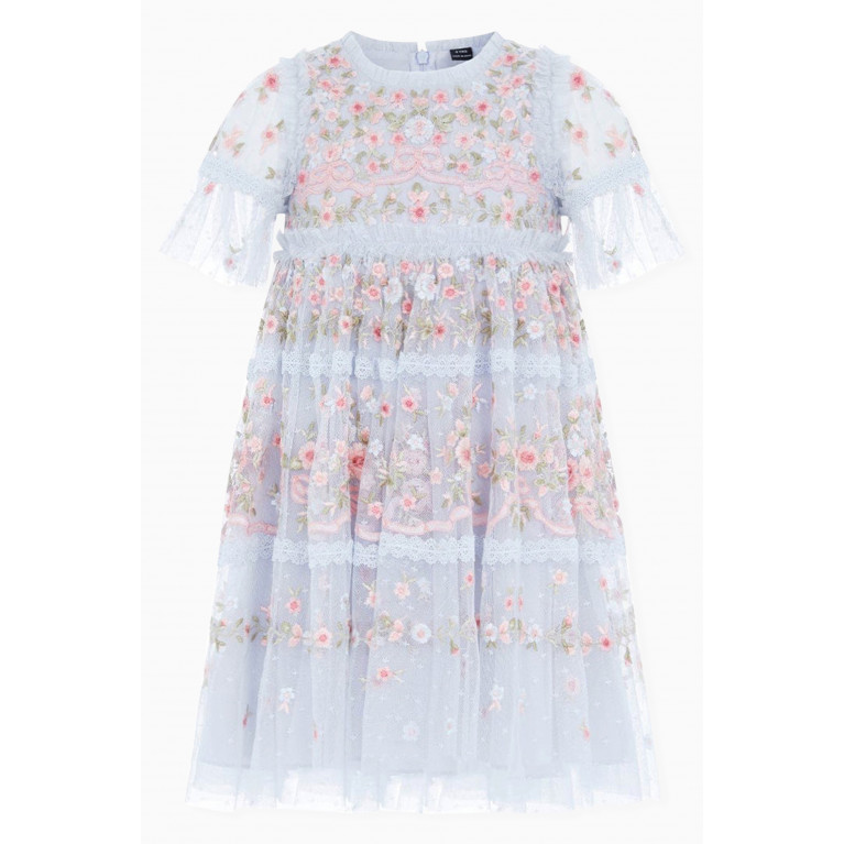 Needle & Thread - Ribbon Bouquet Floral Dress in Fabric Blue