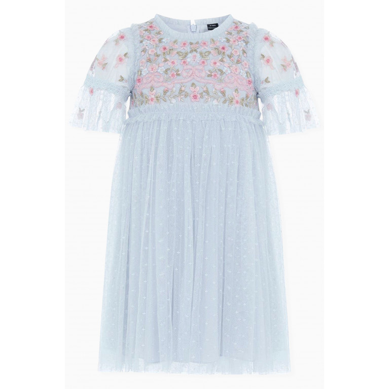 Needle & Thread - Ribbon Bouquet Embroidered Dress in Fabric Blue