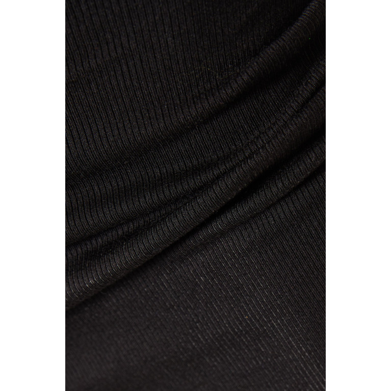 Lama Jouni - Side Slit Maxi Skirt in Ribbed Knit Black