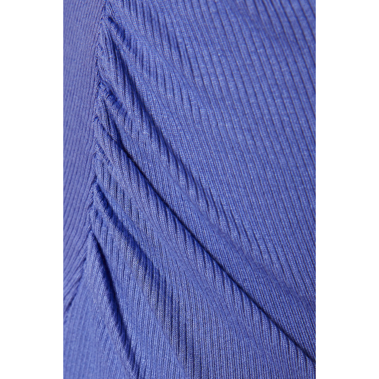 Lama Jouni - Slant Drape Maxi Skirt in Ribbed Knit Purple