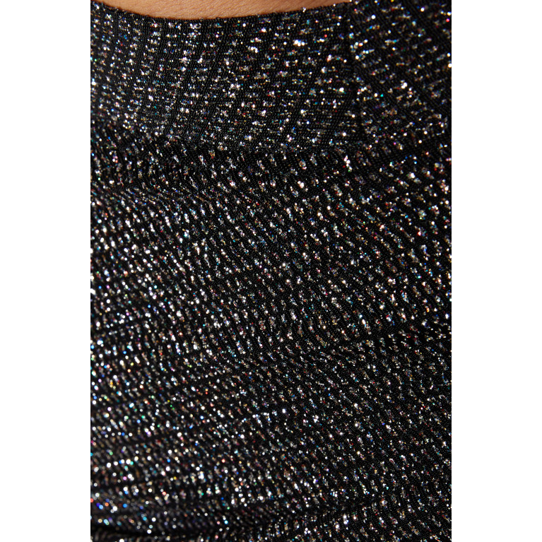 Lama Jouni - Slant Drape Maxi Skirt in Ribbed Knit Silver