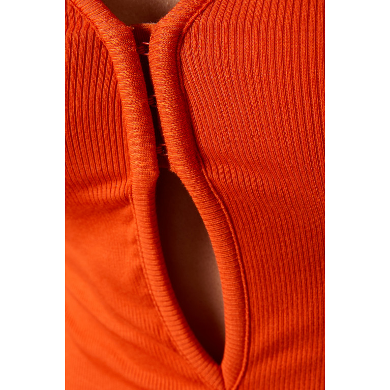 Lama Jouni - Slant Cut-out Dress in Stretch-viscose Orange