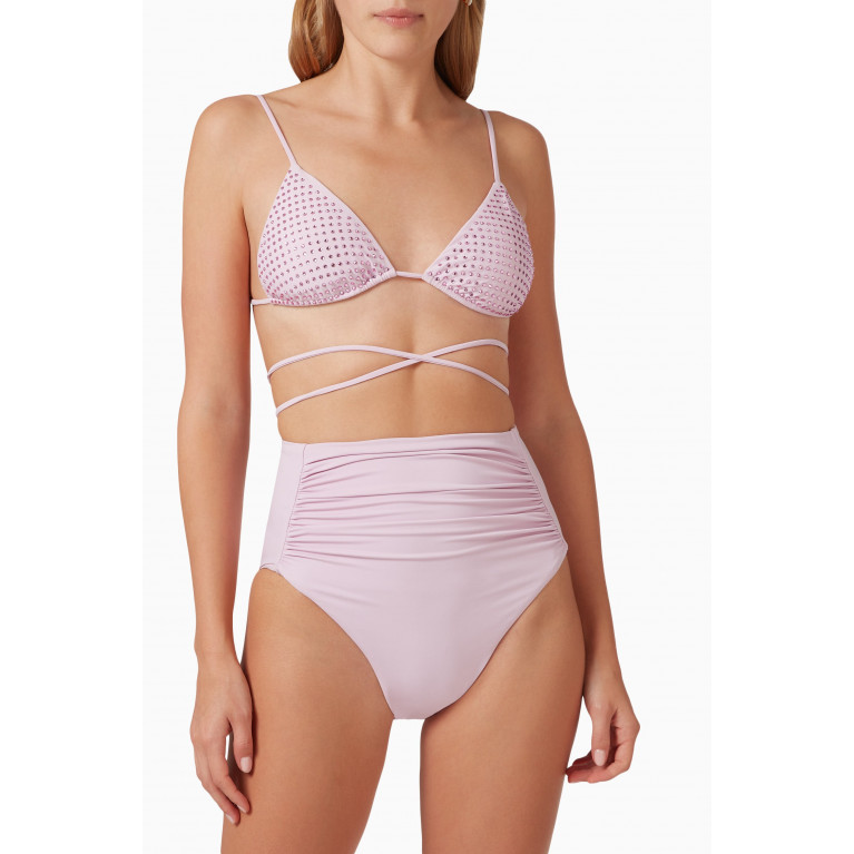 Self-Portrait - High-waist Bikini Briefs in Stretch-nylon Purple