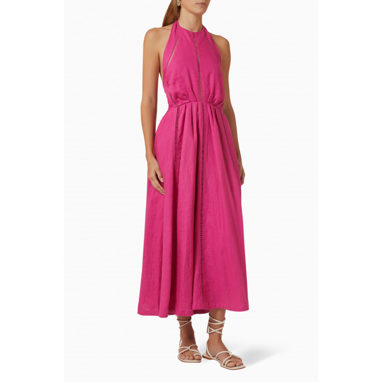 Joslin - Chloe Midi Dress in Linen Pink