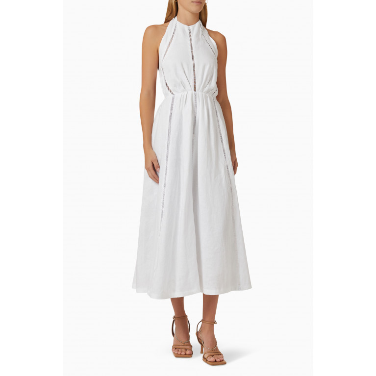 Joslin - Chloe Midi Dress in Linen White