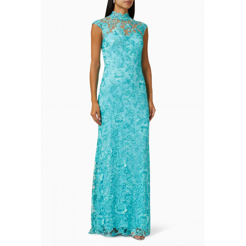 NASS - High-neck Maxi Dress in Lace Blue