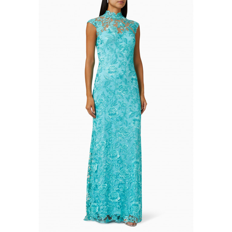 NASS - High-neck Maxi Dress in Lace Blue