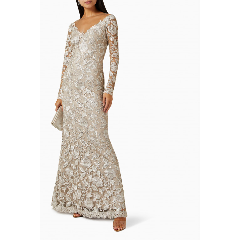 NASS - Long-sleeve Maxi Dress in Lace Neutral
