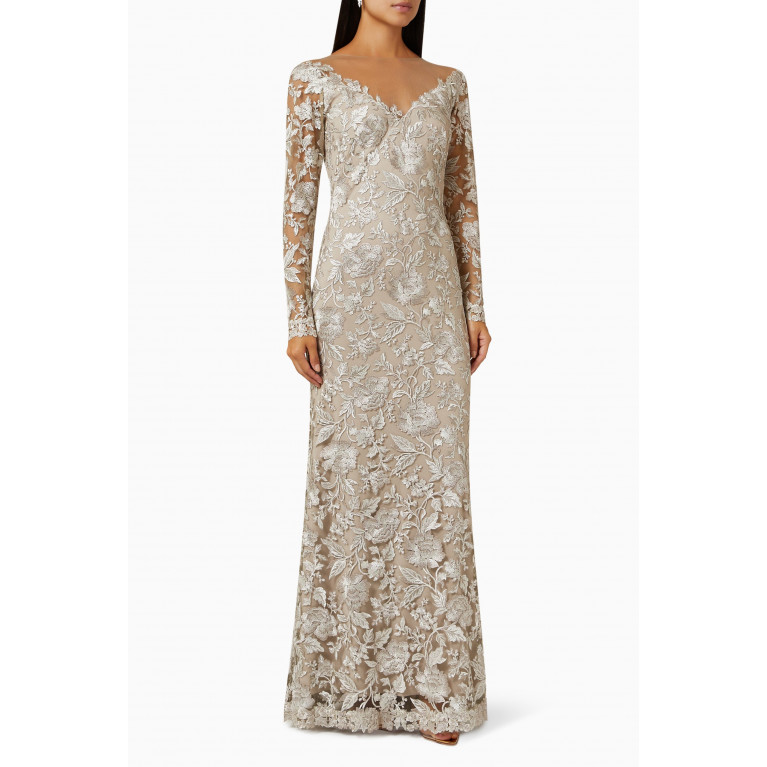 NASS - Long-sleeve Maxi Dress in Lace Neutral