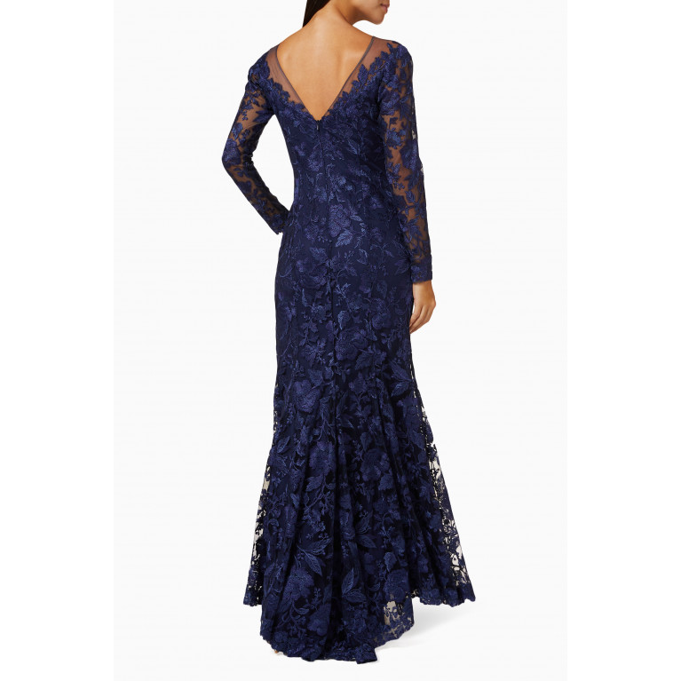 NASS - Long-sleeve Maxi Dress in Lace Blue