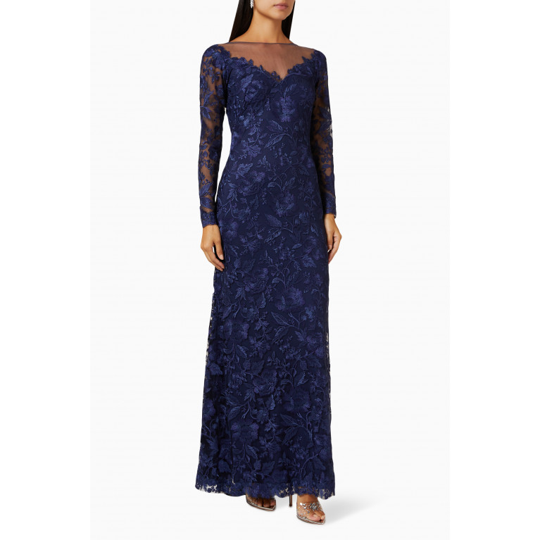 NASS - Long-sleeve Maxi Dress in Lace Blue