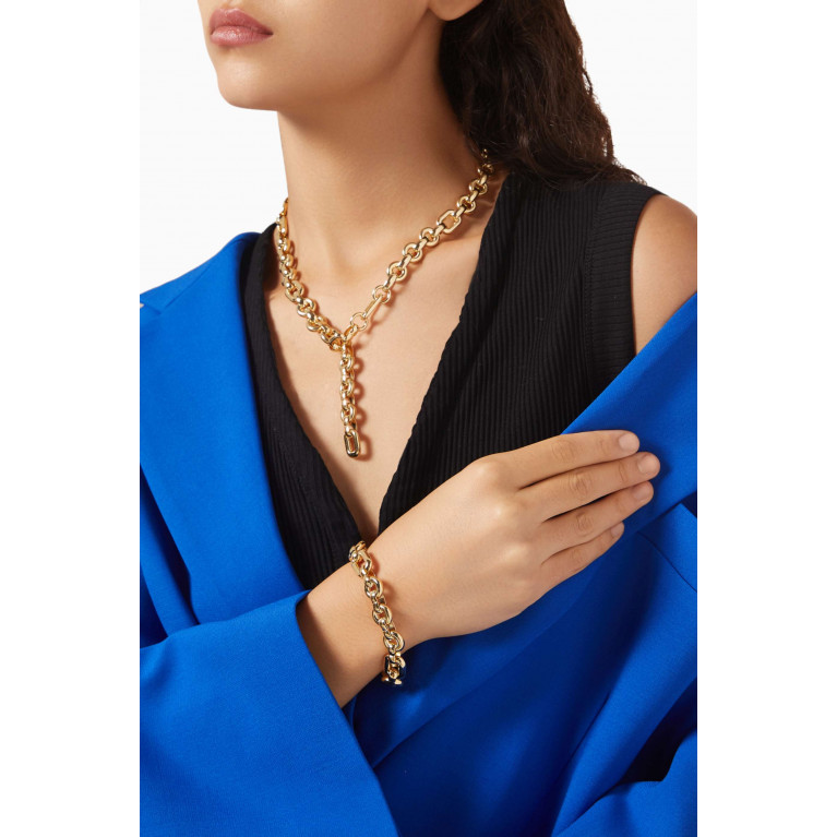 Laura Lombardi - Bianca Lariat Necklace in 14kt Gold-plated Brass