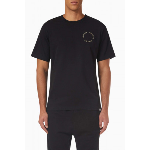 Les Deux - Circle 2.0 Logo T-shirt in Pure Cotton Black
