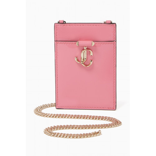 Jimmy Choo - Cardholder with Chain in Patent Leather Pink