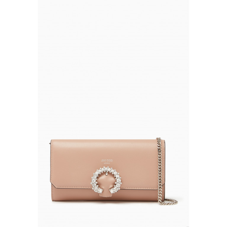 Jimmy Choo - Chain Wallet in Smooth Calfskin Pink