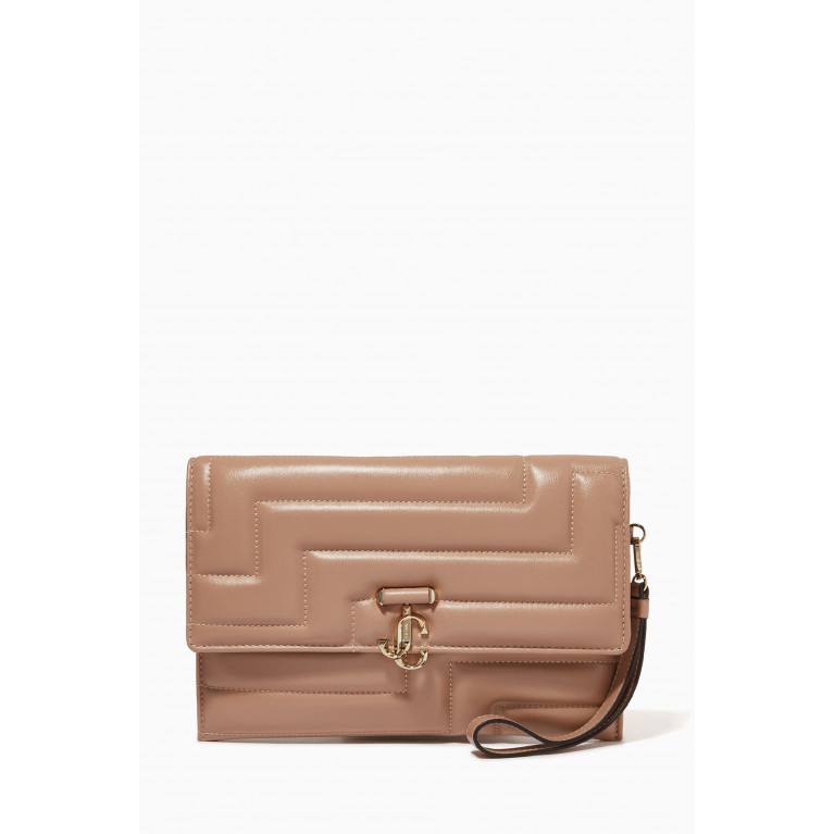 Jimmy Choo - JC Square Avenue Envelope Pouch in Quilted Nappa Pink