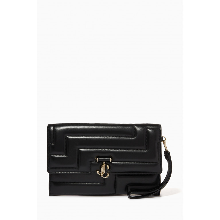 Jimmy Choo - JC Square Avenue Envelope Pouch in Quilted Nappa Black