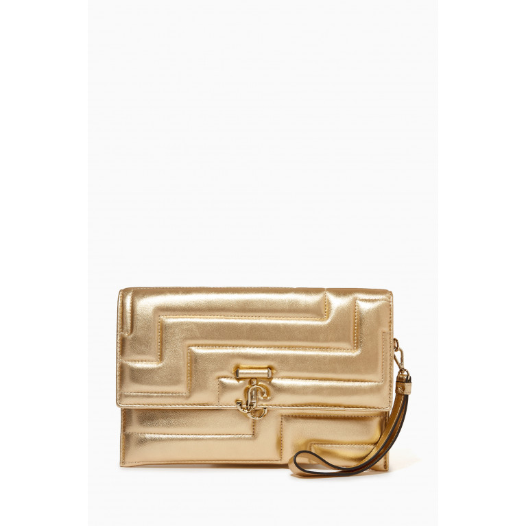 Jimmy Choo - JC Square Avenue Envelope Pouch in Quilted Metallic Nappa