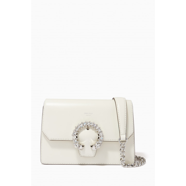 Jimmy Choo - Madeline Crystal-buckled Crossbody Bag in Leather White