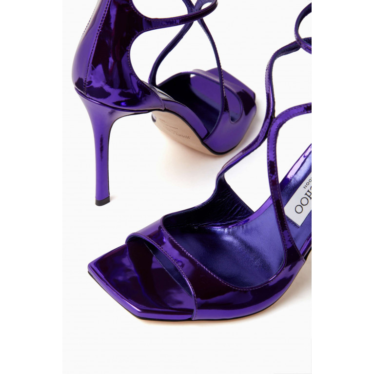 Jimmy Choo - Azia 95 Sandals in Metallic Leather Purple