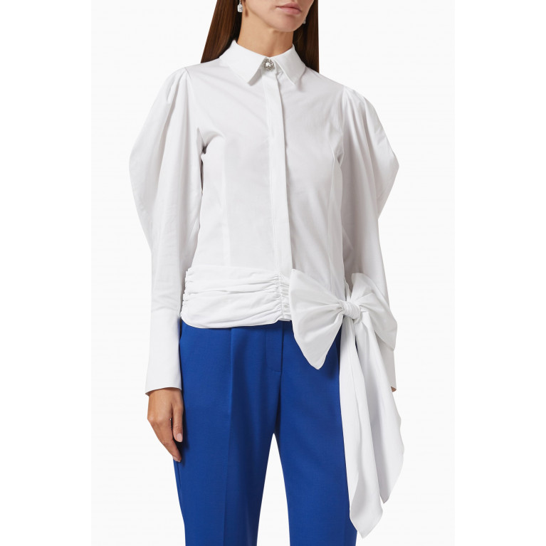 Gizia - Bow Shirt in Cotton Poplin