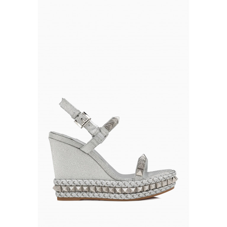 Christian Louboutin - Pyraclou 110 Wedge Sandals in Glittered Leather