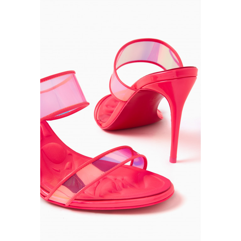 Christian Louboutin - Just Loubi 85 Sandals in Pearlescent Patent Leather & PVC