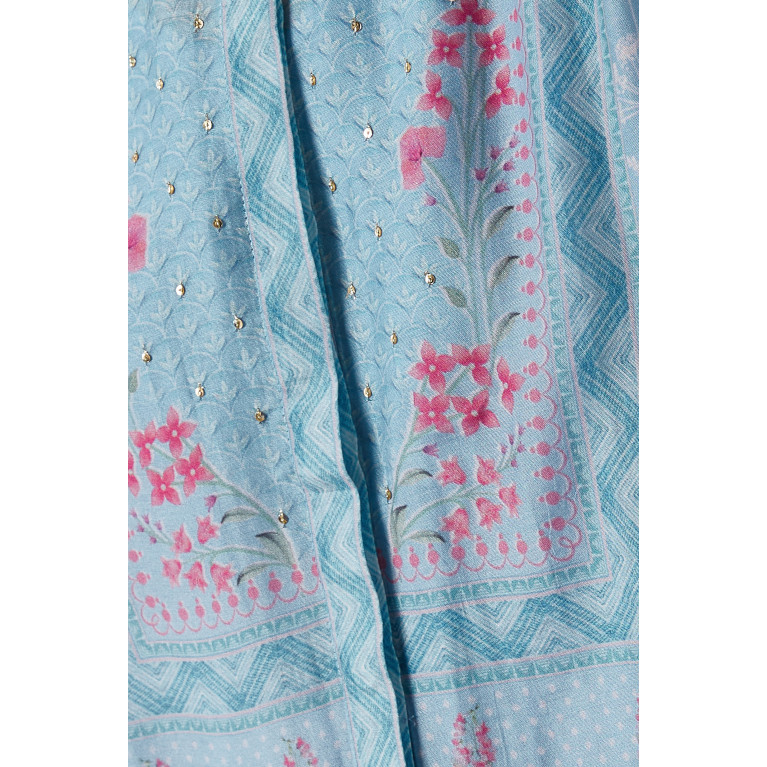 Anita Dongre - Printed Kaftan in Cotton-silk Blue