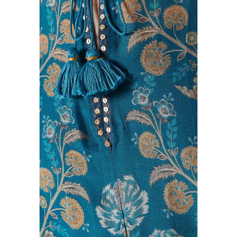 Anita Dongre - Printed Kaftan in Cotton-silk Blue