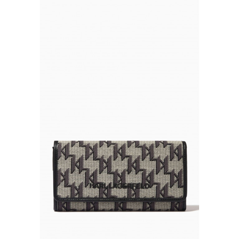 Karl Lagerfeld - KL Monogram Continental Wallet in Cotton Jacquard & Leather