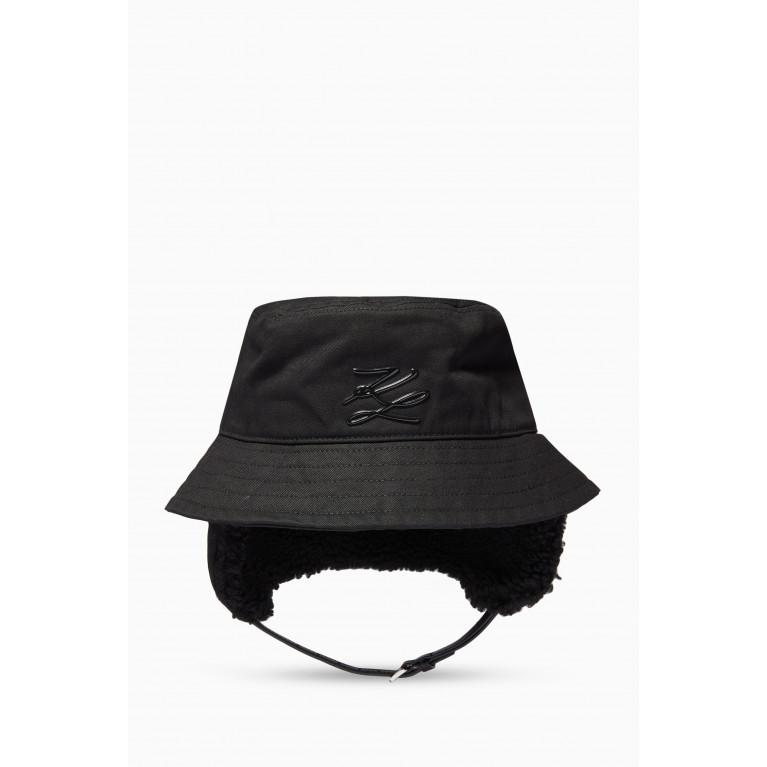 Karl Lagerfeld - K/Autograph Bucket Hat in Cotton Twill & Faux Fur