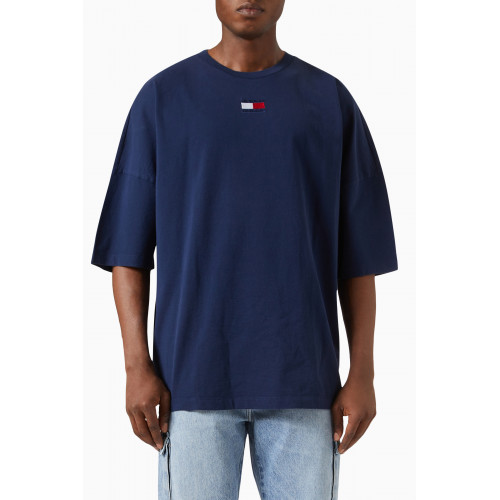 Tommy Jeans - Split Hem T-shirt in Recycled Cotton Blue