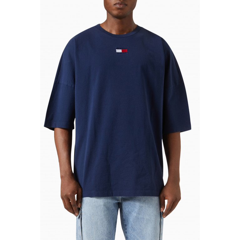 Tommy Jeans - Split Hem T-shirt in Recycled Cotton Blue