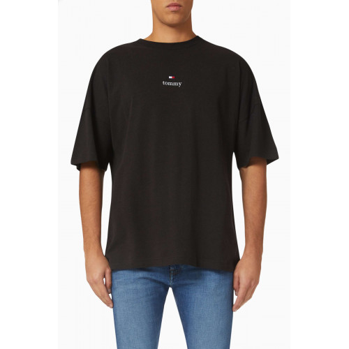 Tommy Jeans - Logo T-shirt in Cotton Blend Black