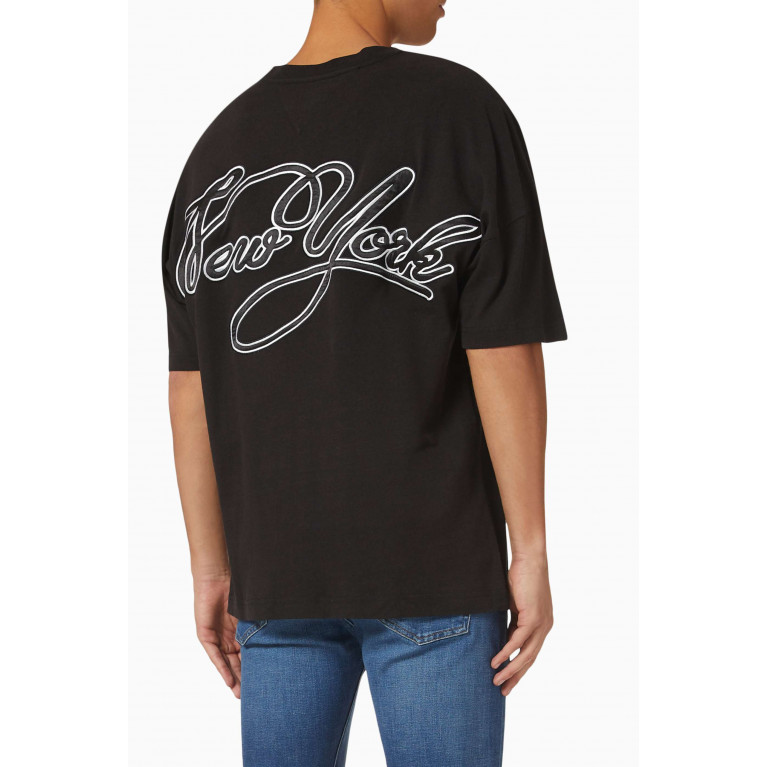 Tommy Jeans - Logo T-shirt in Cotton Blend Black