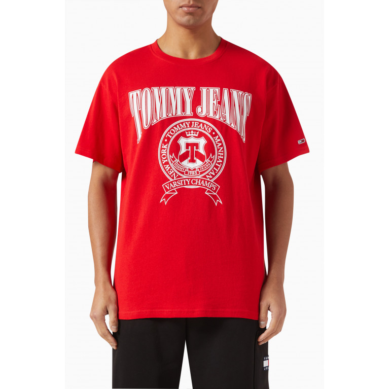 Tommy Jeans - Logo T-shirt in Cotton Red