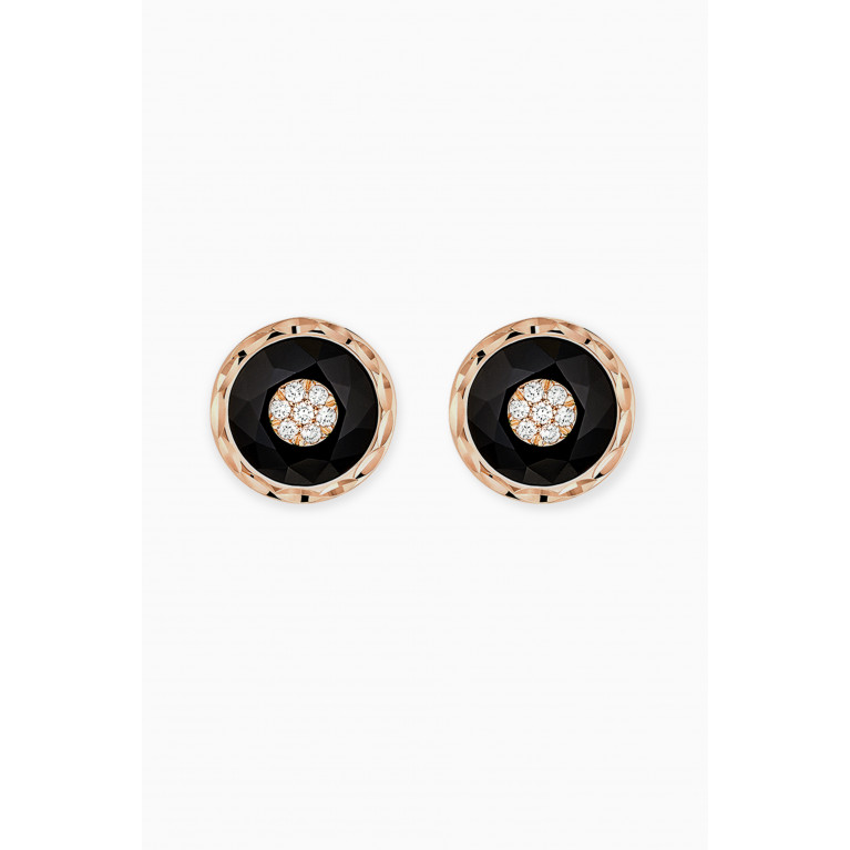 Korloff - Saint-Petersbourg Onyx & Diamond Stud Earrings in 18kt Rose Gold Black
