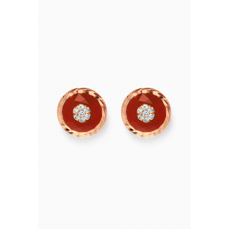 Korloff - Saint-Petersbourg Diamond Stud Earrings in 18kt Rose Gold Red
