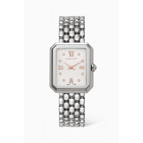 Korloff - Opera Quartz Diamonds & Stainless Steel Watch, 27x23mm