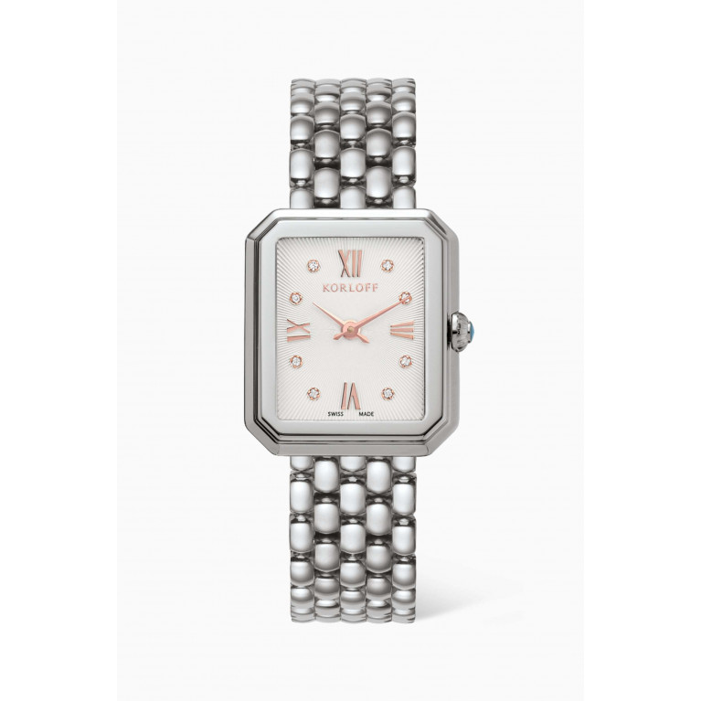 Korloff - Opera Quartz Diamonds & Stainless Steel Watch, 27x23mm
