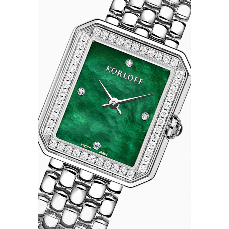 Korloff - Opera Quartz Diamond & Stainless Steel Watch, 27x23mm