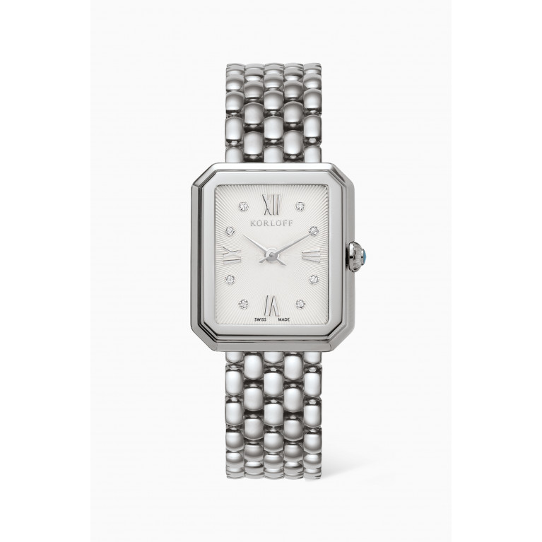 Korloff - Opera Quartz Diamond & Stainless Steel Watch, 27x23mm