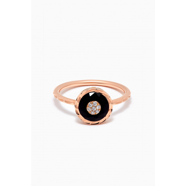 Korloff - Saint-Petersbourg Onyx & Diamond Ring in 18kt Rose Gold Black