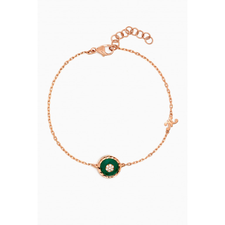 Korloff - Saint-Petersbourg Agate & Diamond Bracelet in 18kt Rose Gold Green