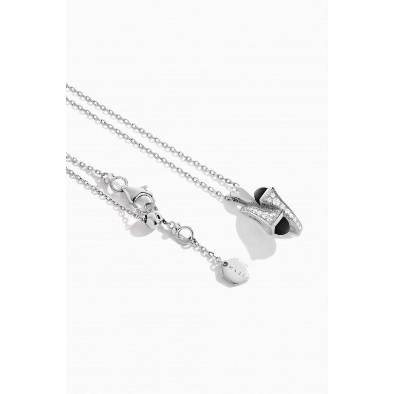 Marli - Cleo Huggie Pendant Diamond & Black Onyx Necklace in 18kt White Gold
