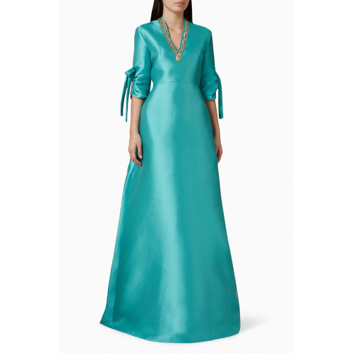 Reem Acra - Embellished Kaftan Gown in Mikado