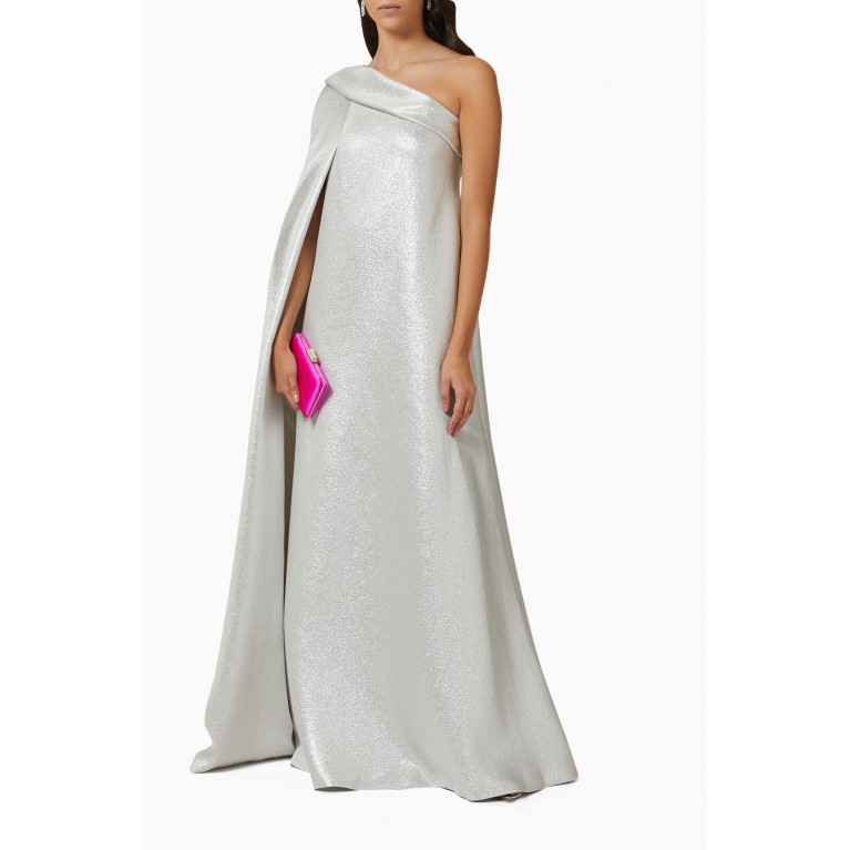 Reem Acra - One-Shoulder Gown in Lamé