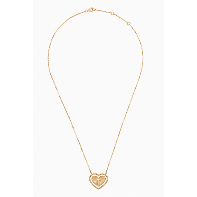 Savolinna - A2Z "B" Letter Heart-shaped Diamond Necklace in 18kt Yellow Gold