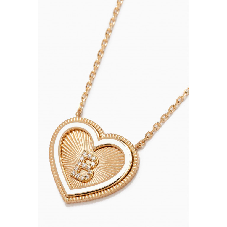 Savolinna - A2Z "B" Letter Heart-shaped Diamond Necklace in 18kt Yellow Gold